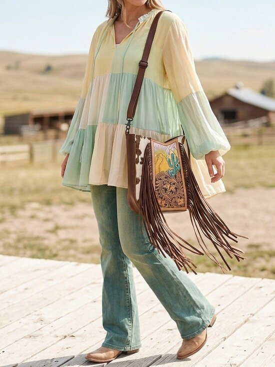 American Darling Handbags - American Darling Sunrise in the Desert Bloom Fringe Crossbody